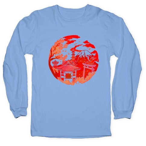 Japan's Mount Fuji and Shinto Shrines Inside the Rising Sun Longsleeve Tee